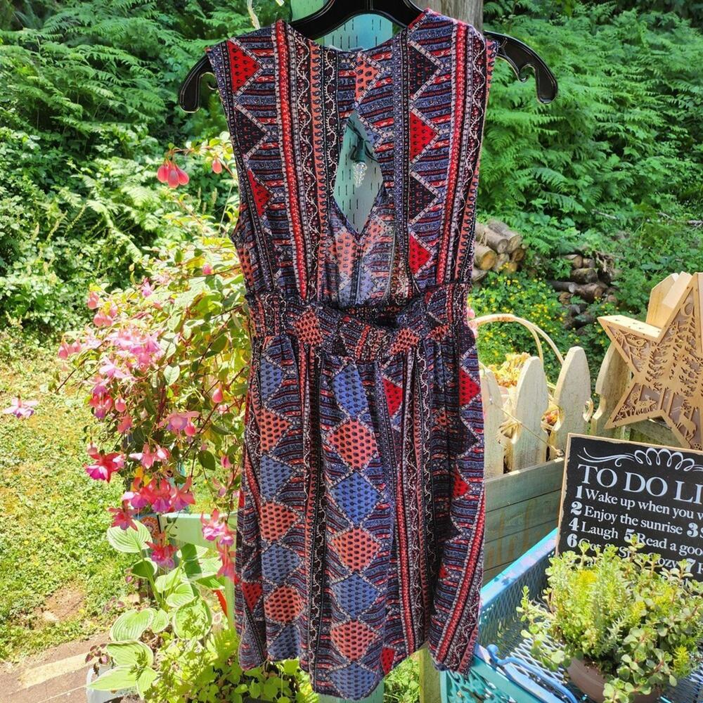 Boho‎ Print Dress Sleeveless Mini Dress Casual Summer Dress Roxy